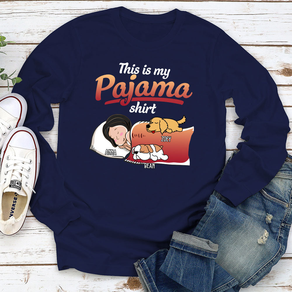 Personalized Custom Long Sleeve Holiday Pawjama T - shirt with Dog Design