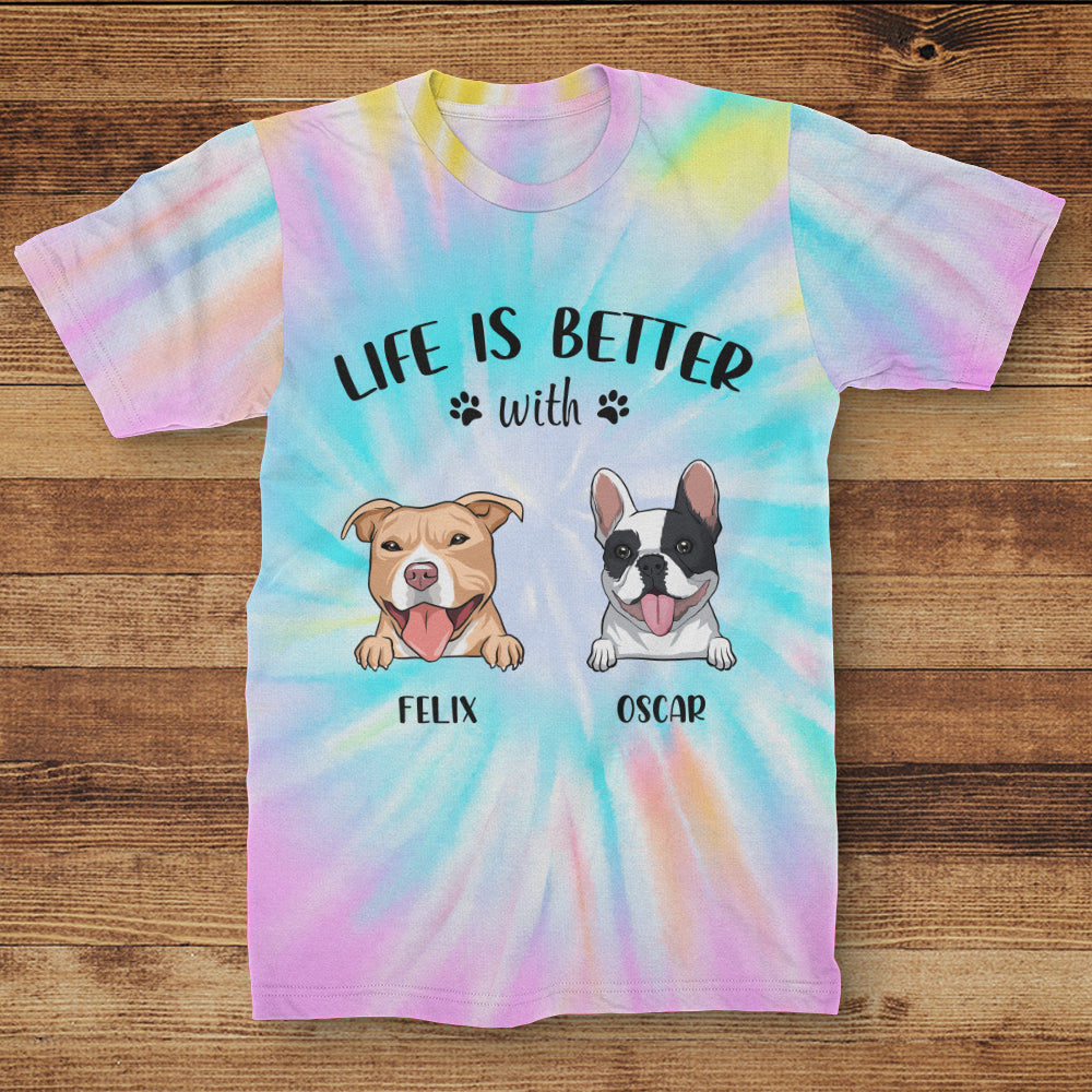 Personalized All-over-print 'Life Is Better With Dogs' T-shirt - Ideal Gift