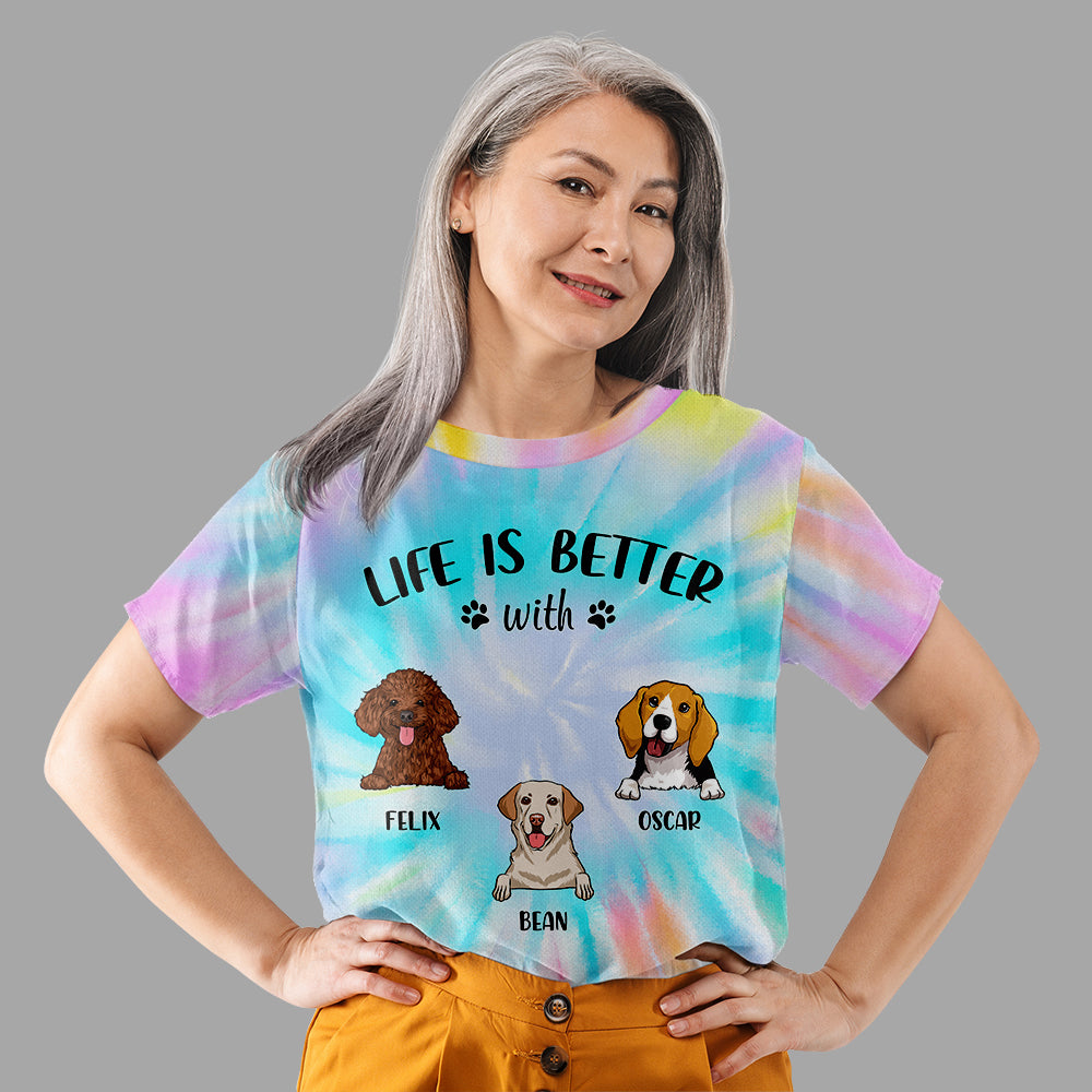 Personalized All-over-print 'Life Is Better With Dogs' T-shirt - Ideal Gift