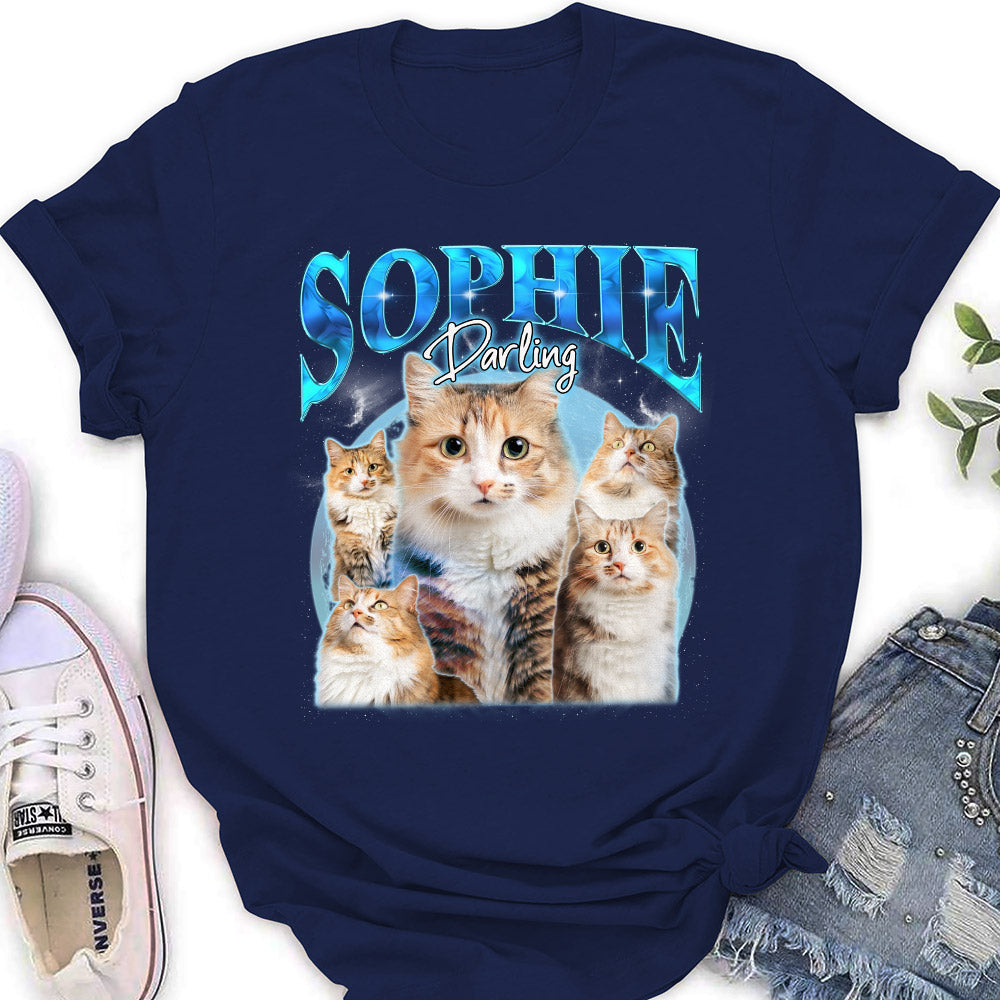 Customizable Pet Face Vintage 9 Personalized Women's T - shirt: Ideal Gift for Pet Lovers