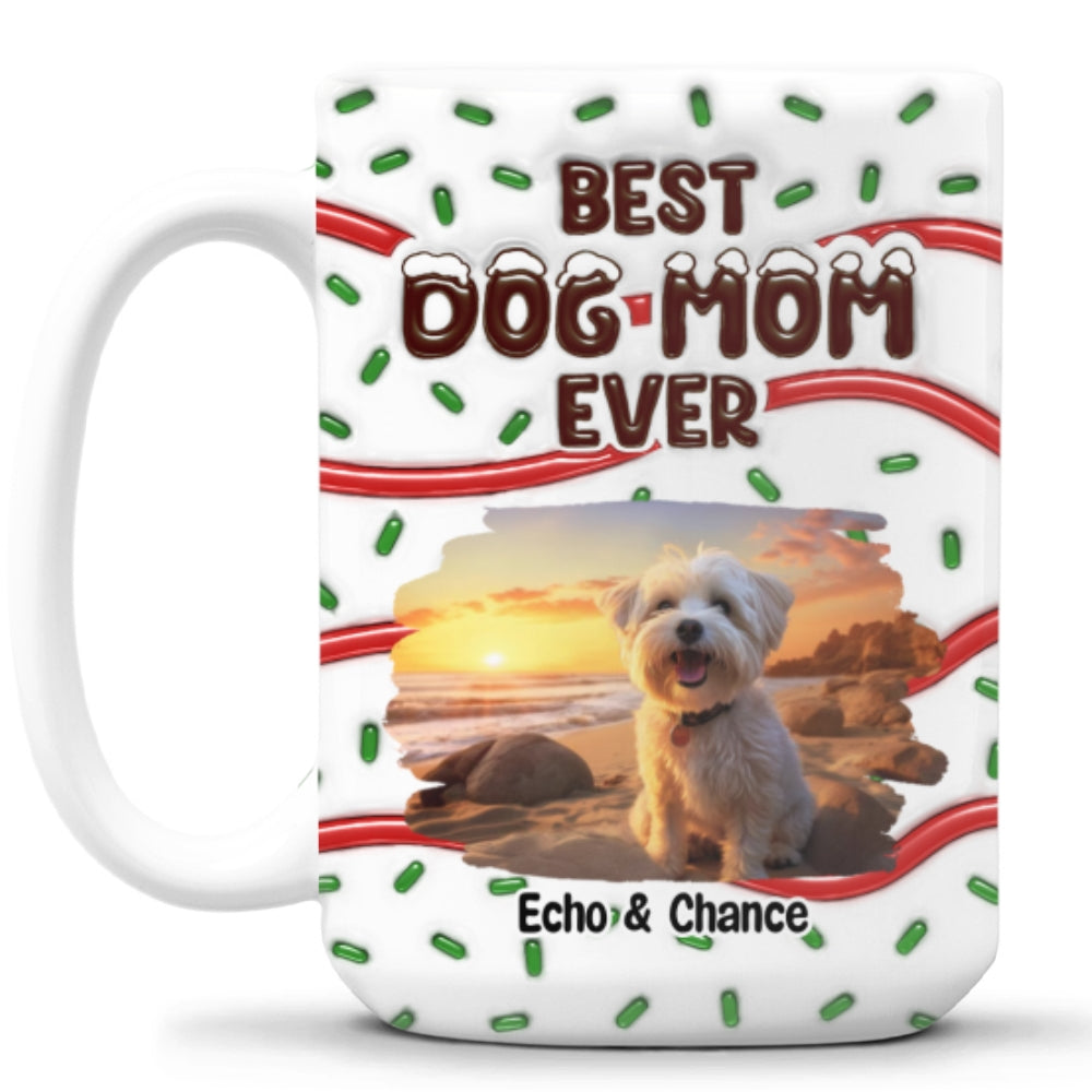 Personalized 3D Inflated Effect Mug: Best Gift for Dog Moms with Custom Cake Photos