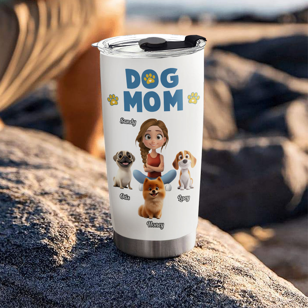 Personalized Custom Girl and Dog Cartoon Tumbler - Style Version 2