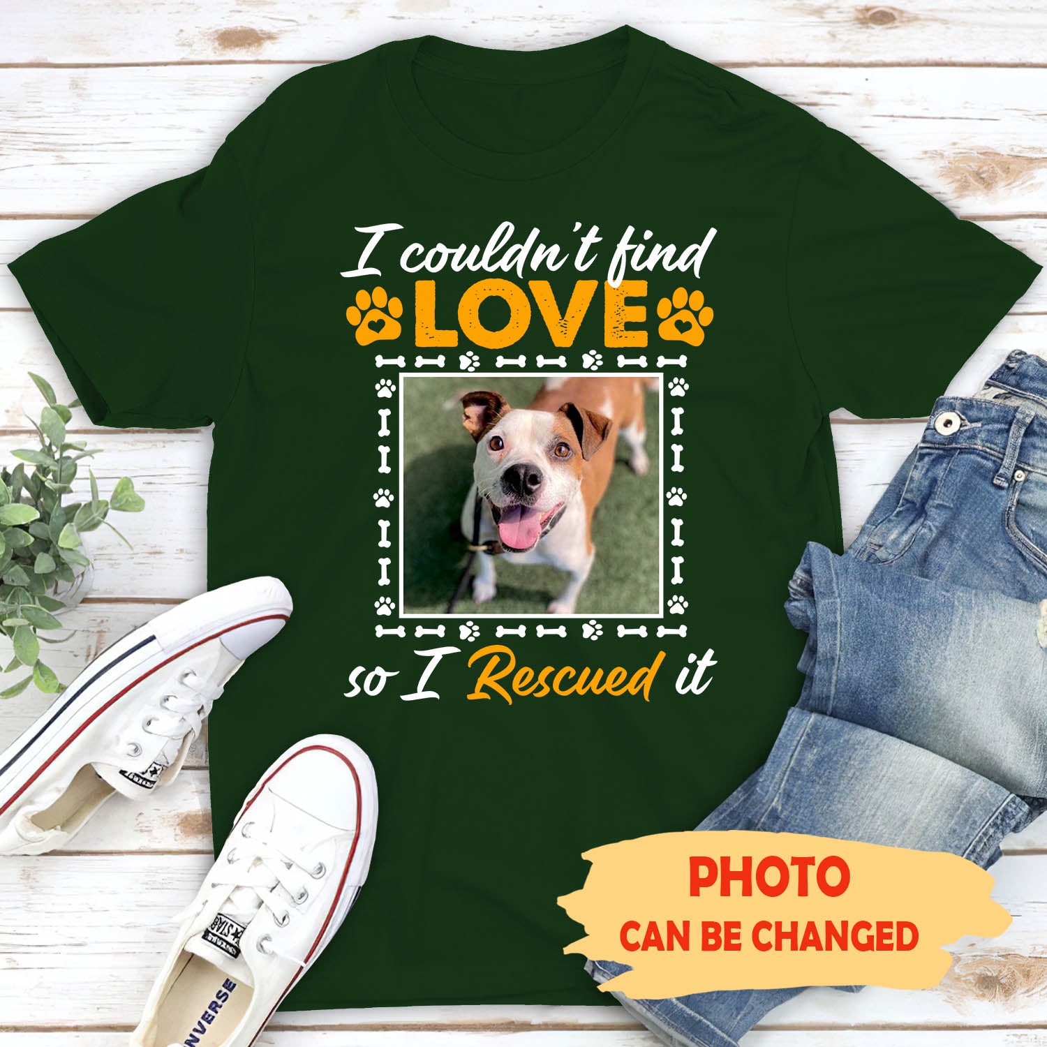 Rescue Love - Customizable Personalized Photo Unisex Pet Lover T-shirt