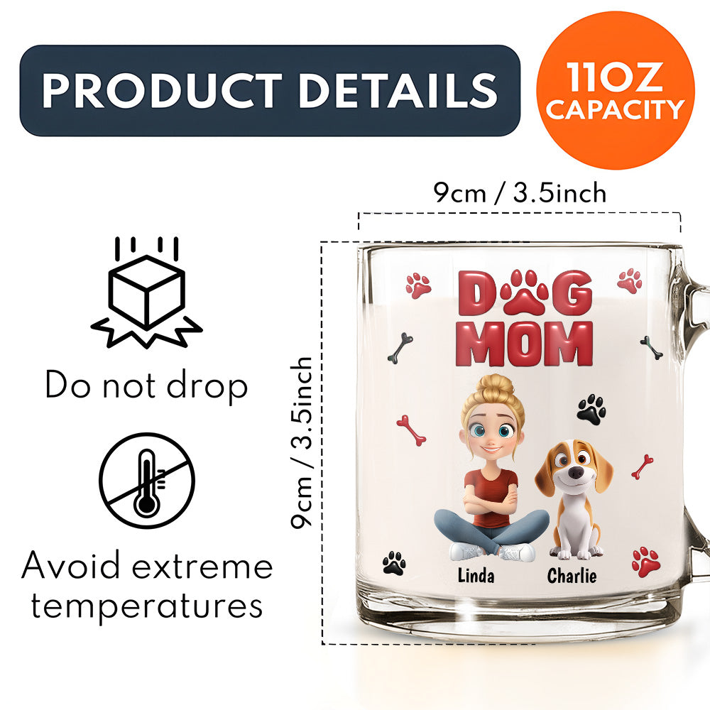Customizable 3D Inflated Effect Personalized Glass Mug for Dog Lovers