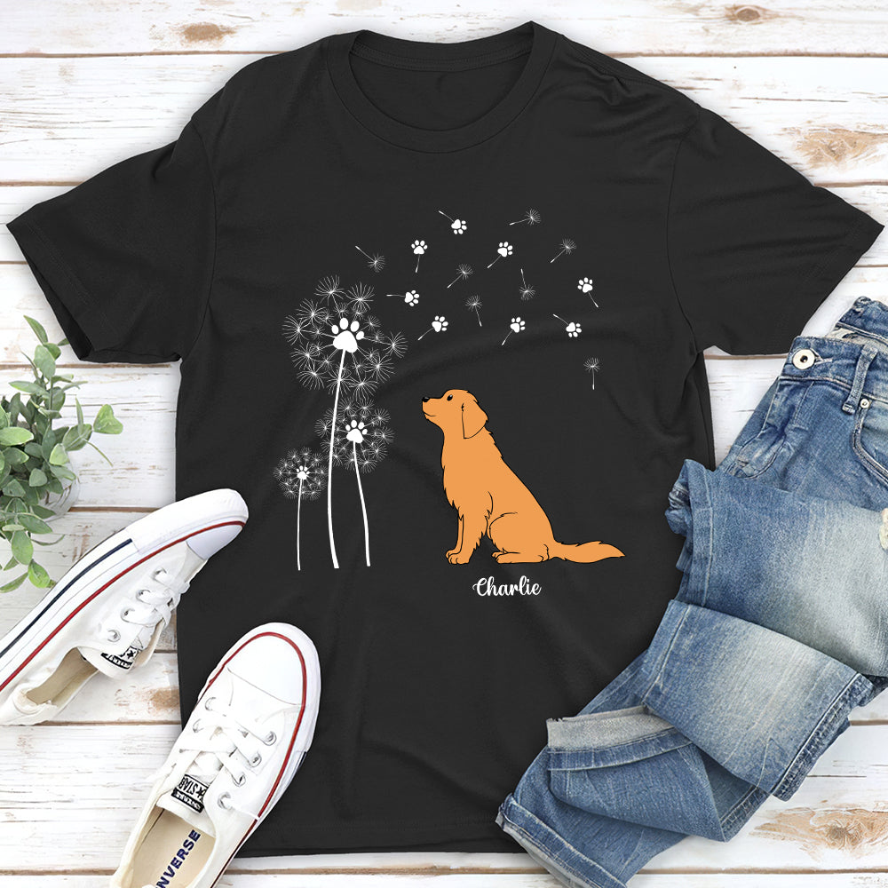 Customizable Dog & Dandelion Unisex T - shirt: Ideal Gift for Pet Lovers