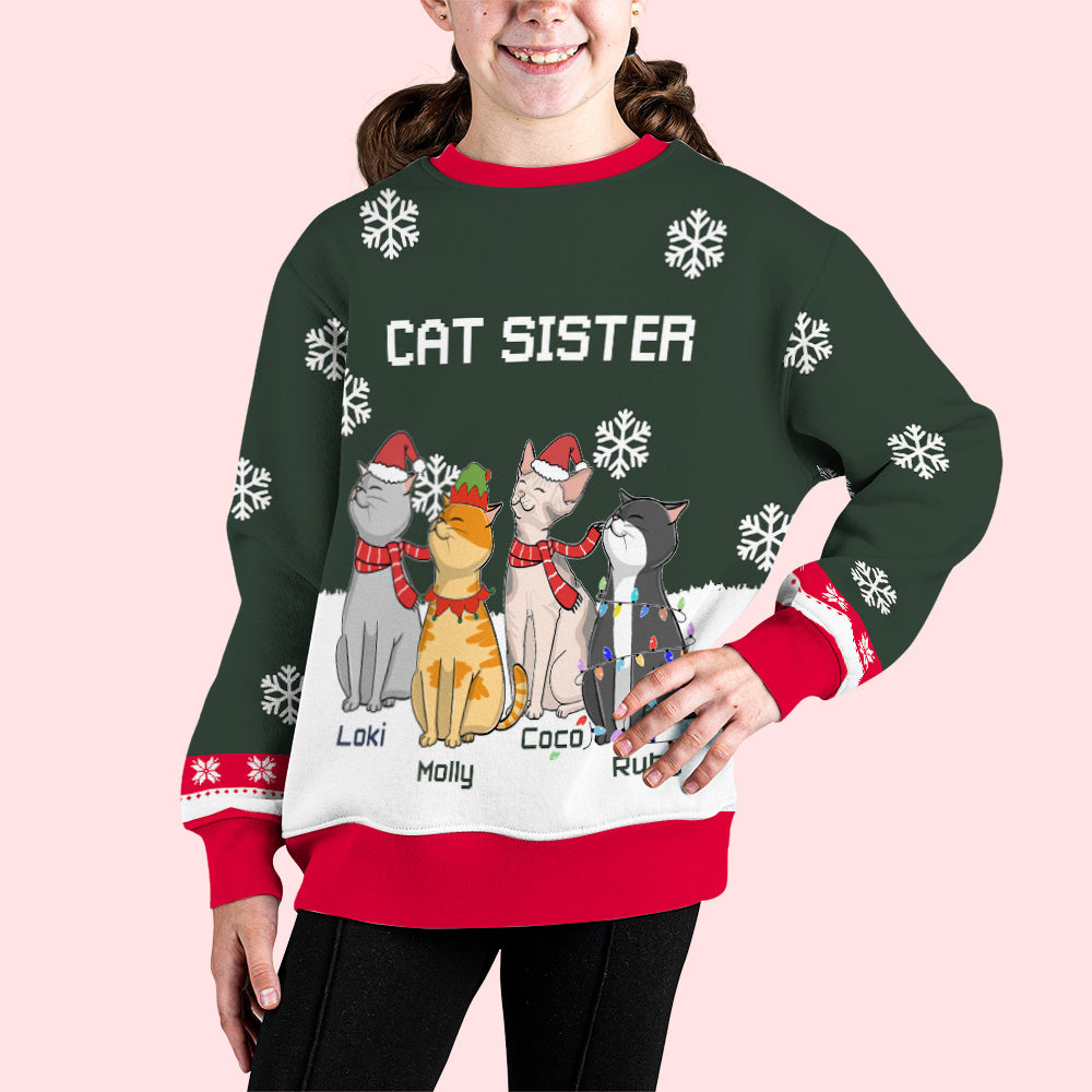 Personalized Custom All-Over-Print Cat Chilling Sweatshirt for Kids
