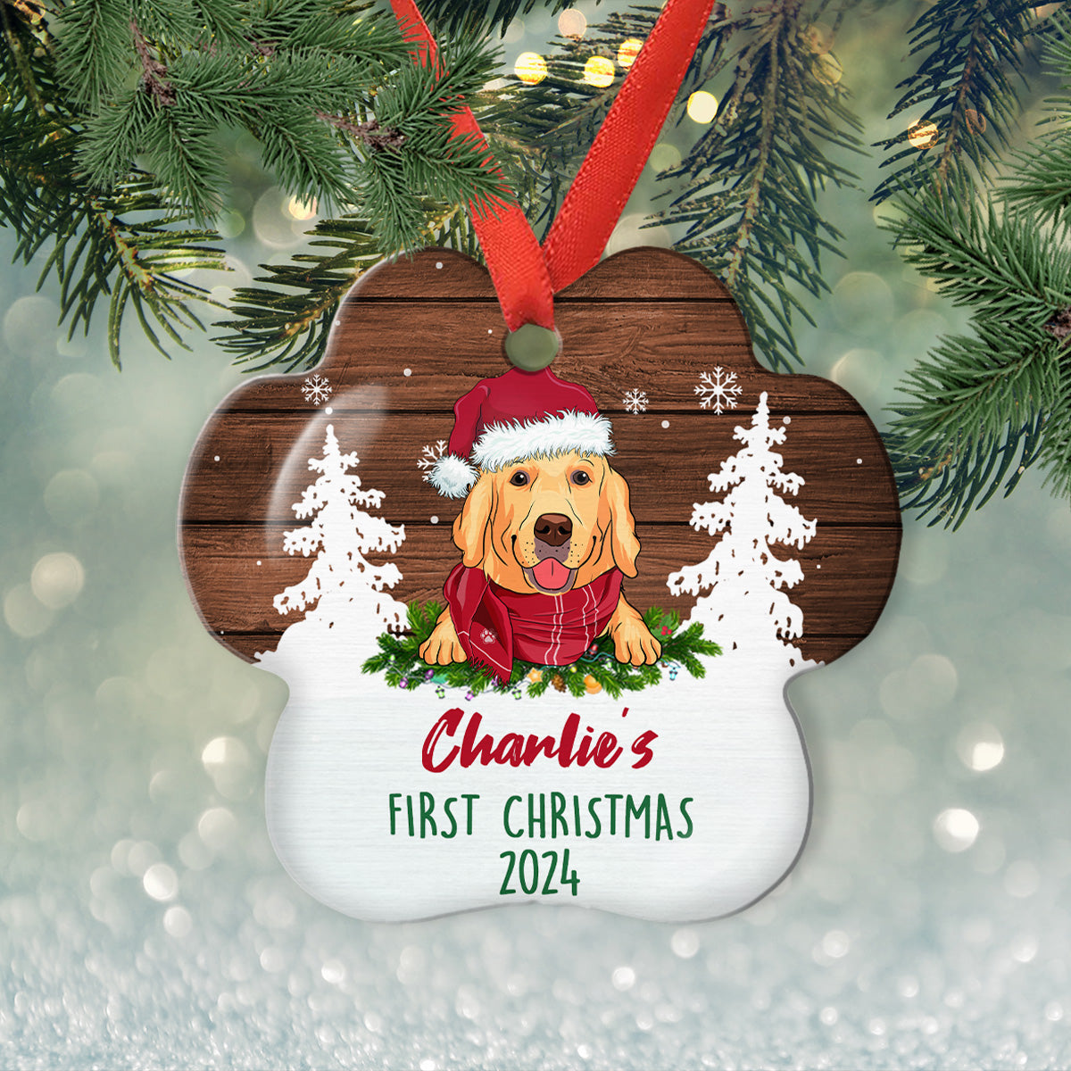 Customizable Dog Christmas Aluminum Ornament - Ideal Gift for Pet Lovers