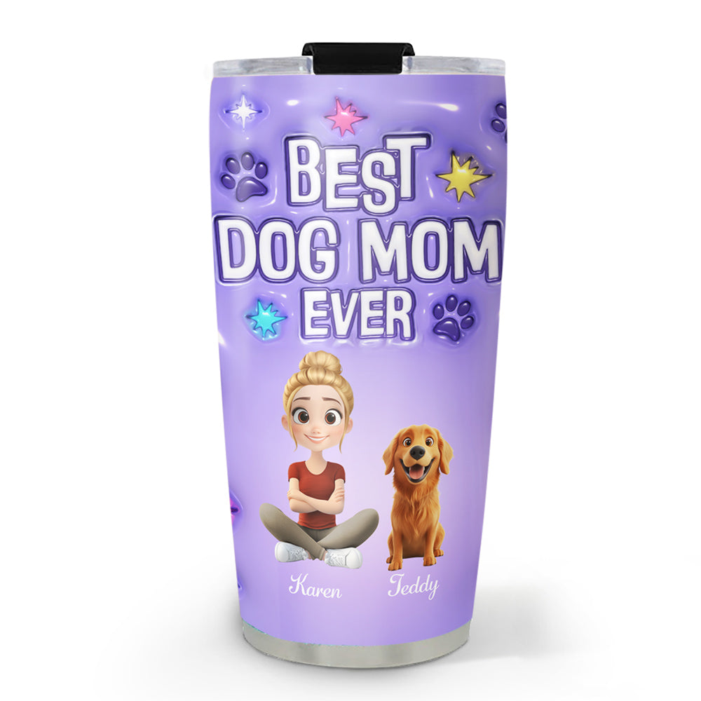 Personalized 3D Inflated Effect Tumbler for Dog Moms - Keep Drinks Hot or Cold