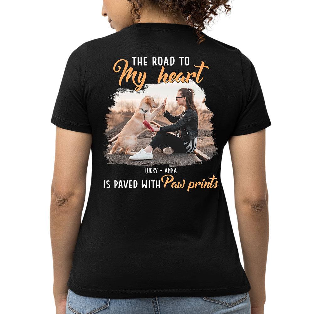 Personalized Paw Prints Photo Women's Custom T-shirt - Ideal Gift for Pet Lovers