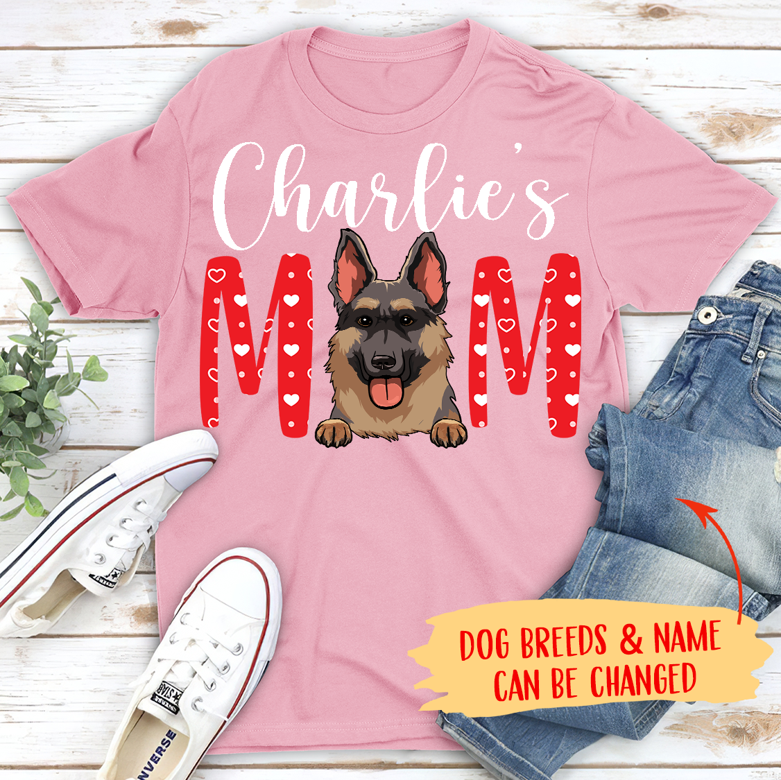 Valentine Personalized Custom Unisex T-shirt for Dog Moms and Dads