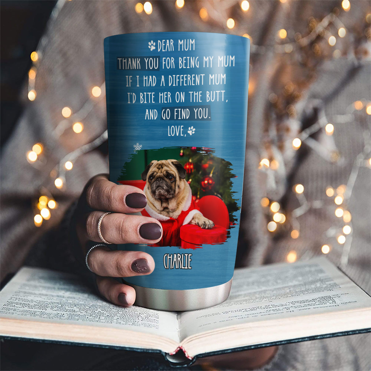 Personalized Custom Tumbler: Go Find Your Dog Dad and Mom Photo