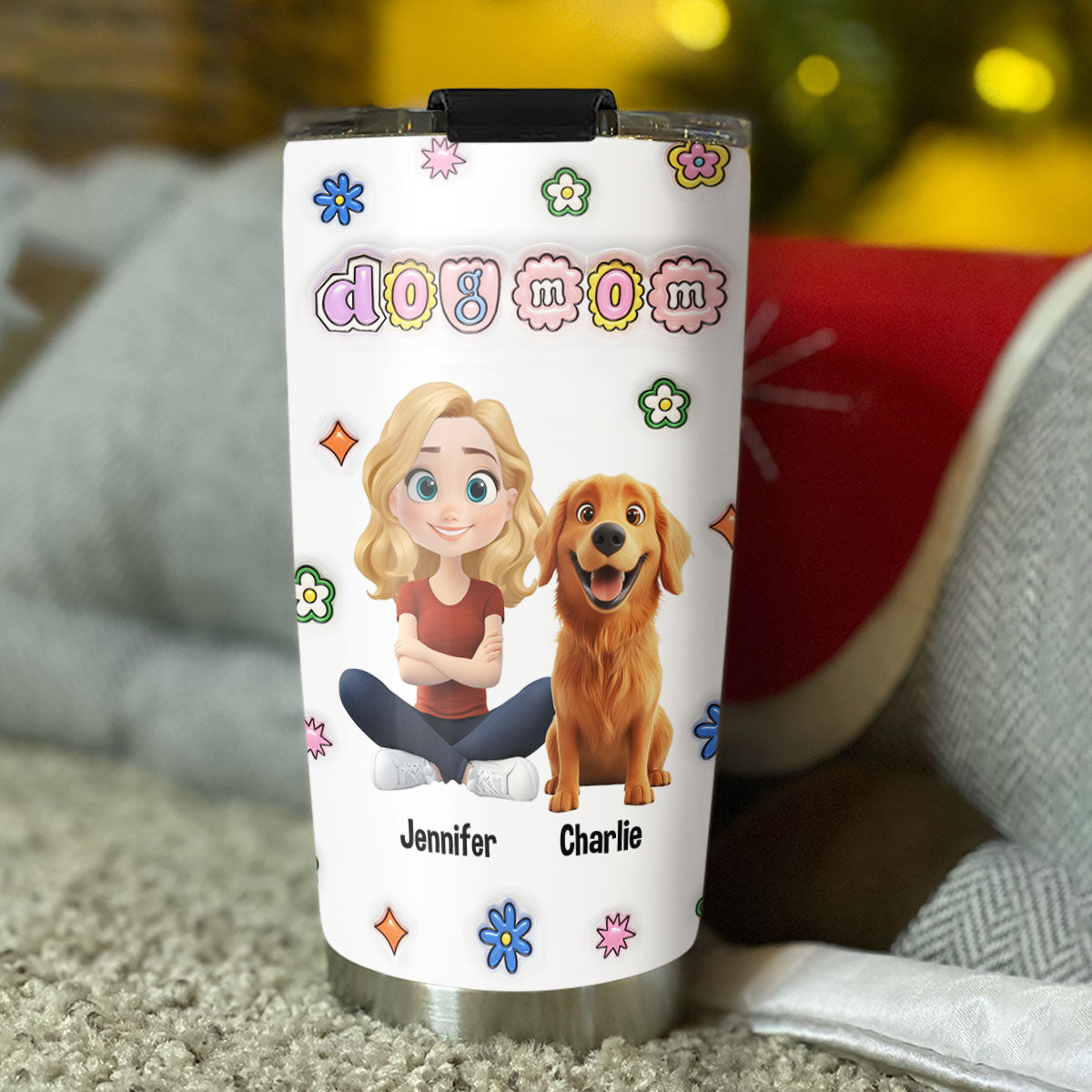 Personalized 3D Inflated Effect Tumbler for Dog Moms - Love Yourself!
