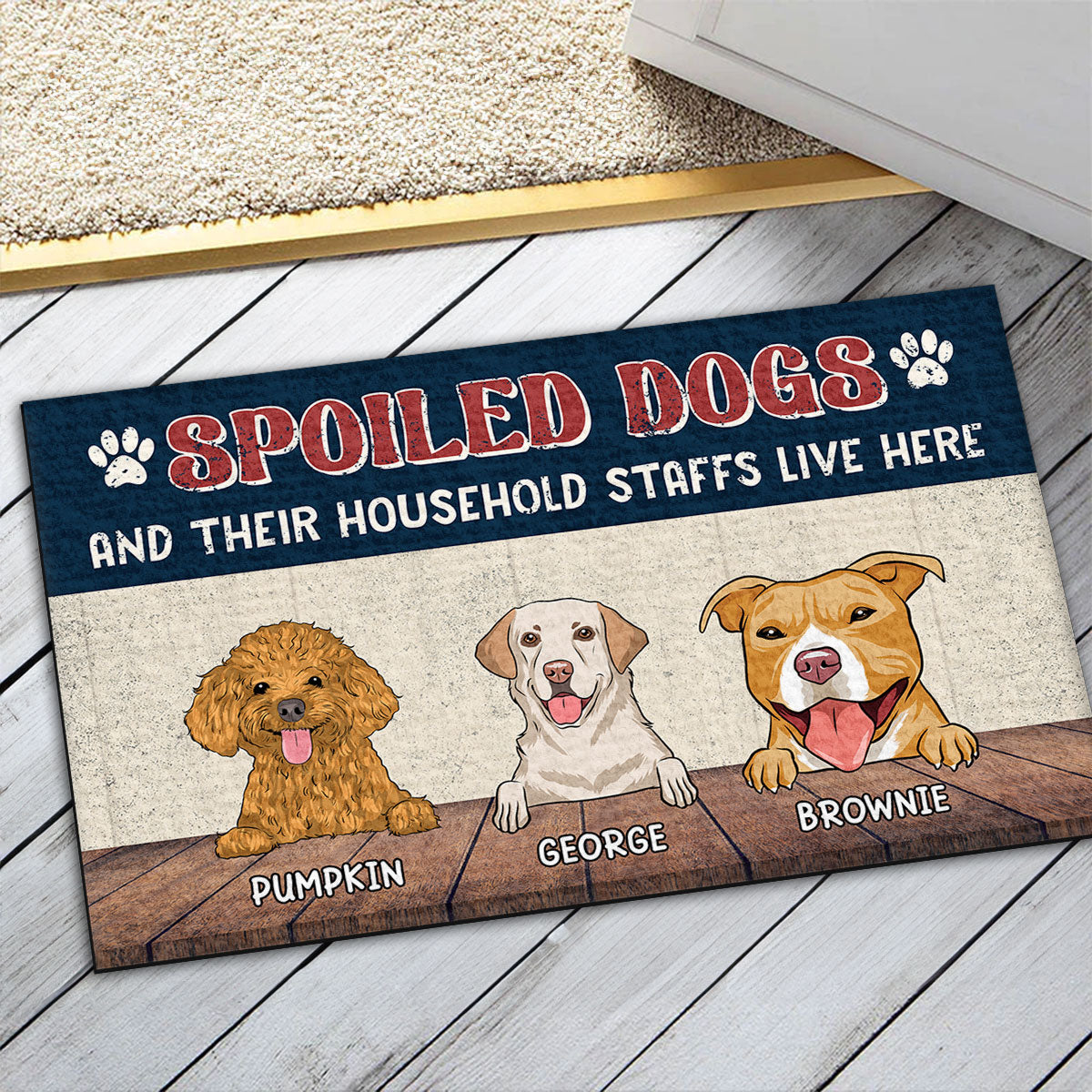 Spoiled Dog Personalized Custom Doormat with Your Dog's Picture
