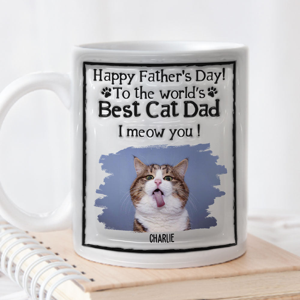 Best Cat Dad Personalized 3D Inflated Effect Custom Mug - Ideal Gift for Loved Ones
