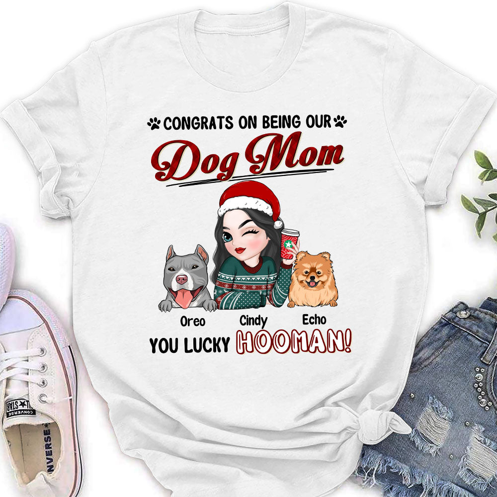 Lucky Dog Dad and Mom Personalized Custom Women's T-Shirt - Ideal Gift for Pet Lovers