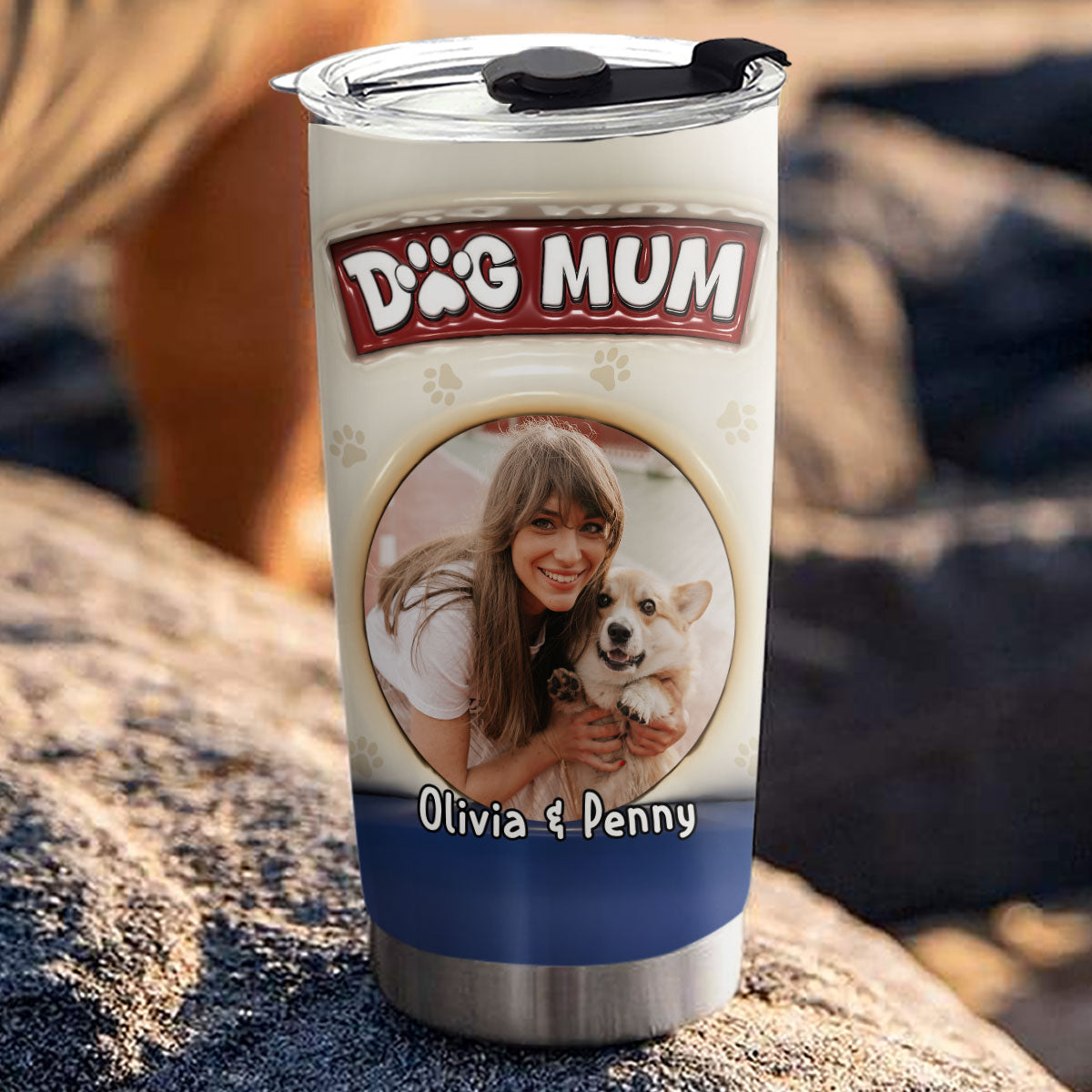 Personalized 3D Inflated Effect Cute Dog Mum Photo Tumbler - Ideal for Any Occasion