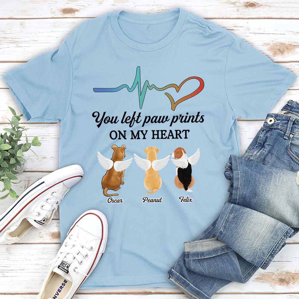 Left Paw Prints - Customizable Unisex Memorial T-shirt for Pet Lovers