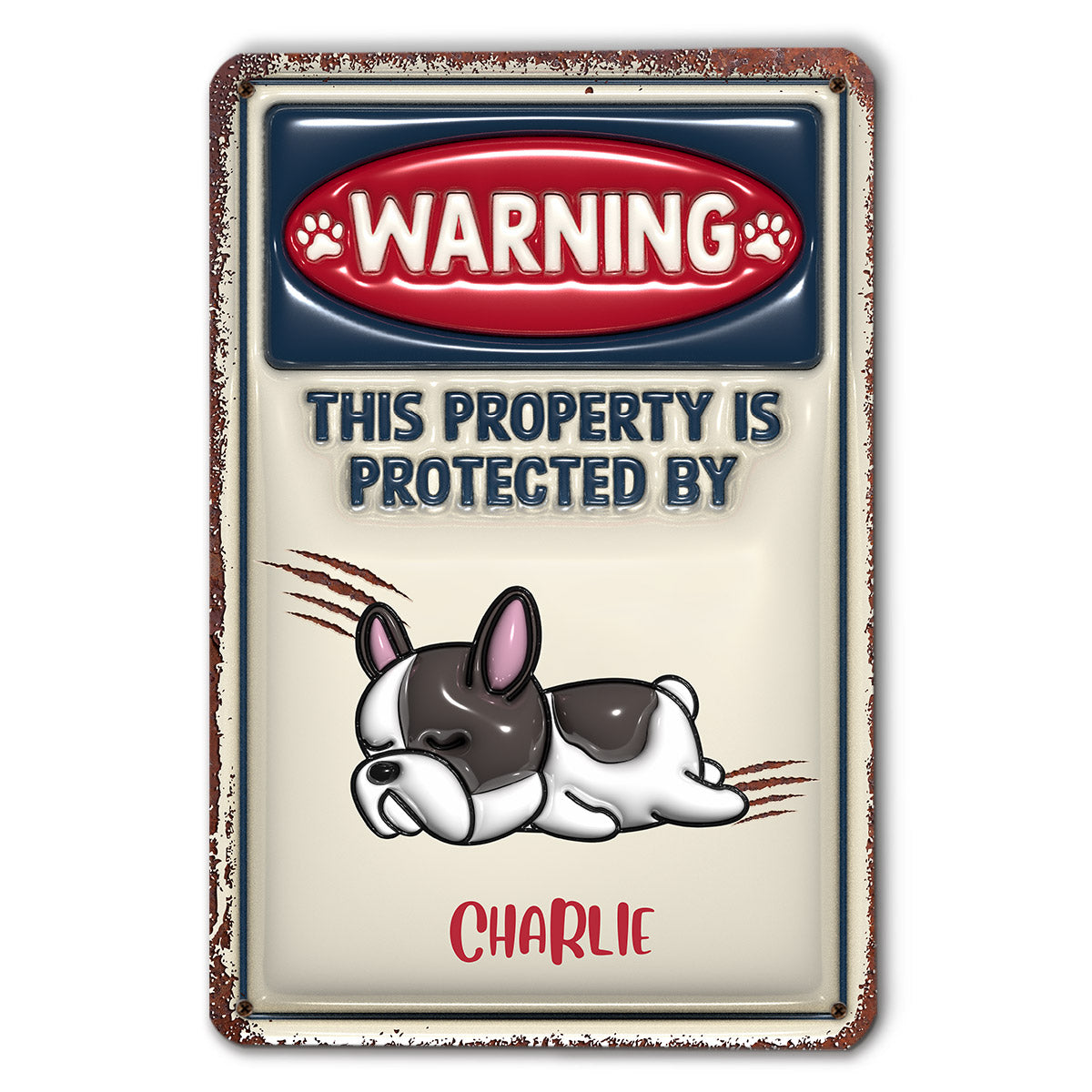 Personalized 3D Inflated Effect Metal Sign for Property Protection