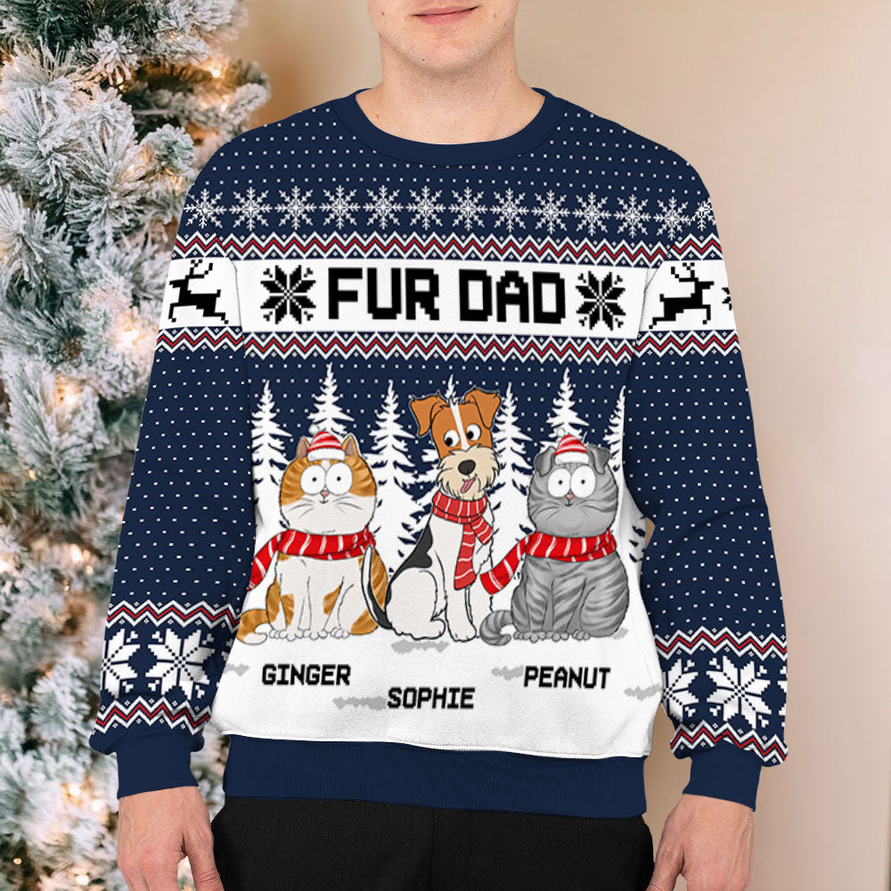 Personalized Dog and Cat in Forest All-Over Print Sweatshirt - Ideal Gift for Pet Lovers