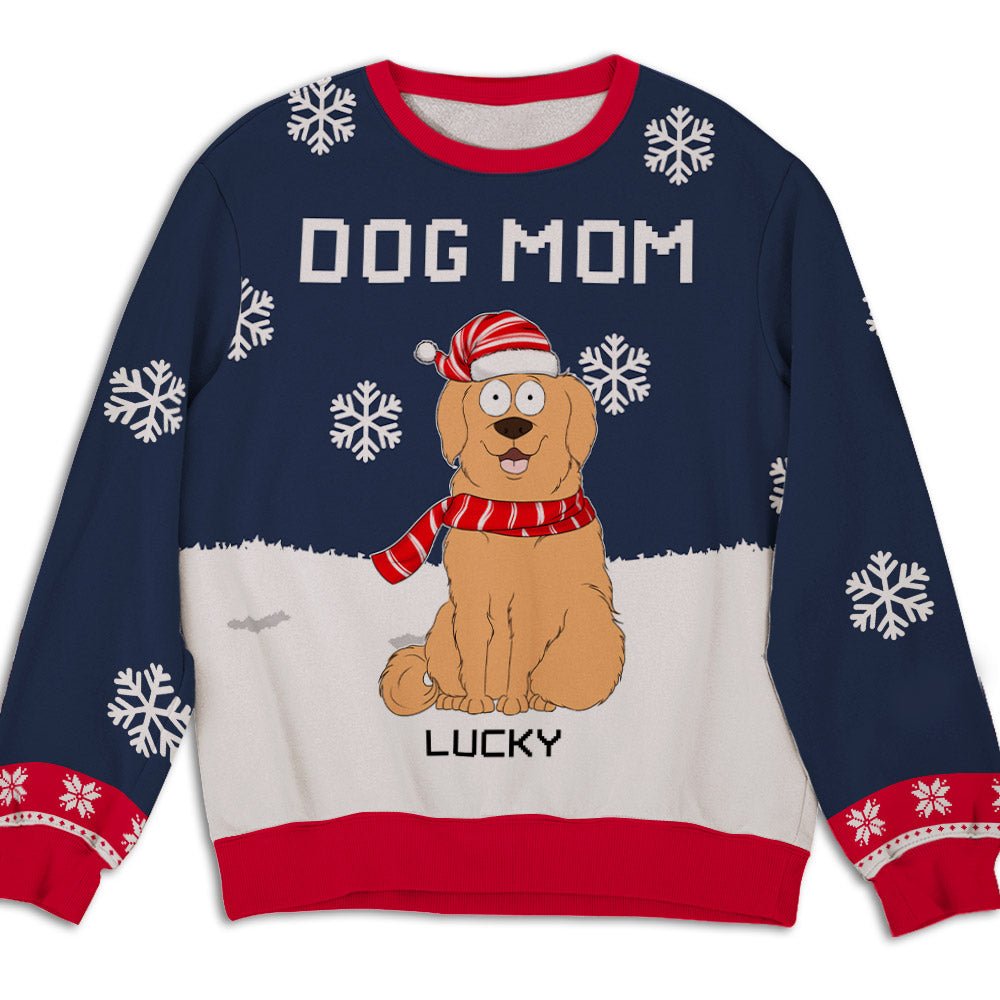 Customizable Dog Mom Snowy All-Over Print Sweatshirt - Ideal Gift for Dog Lovers