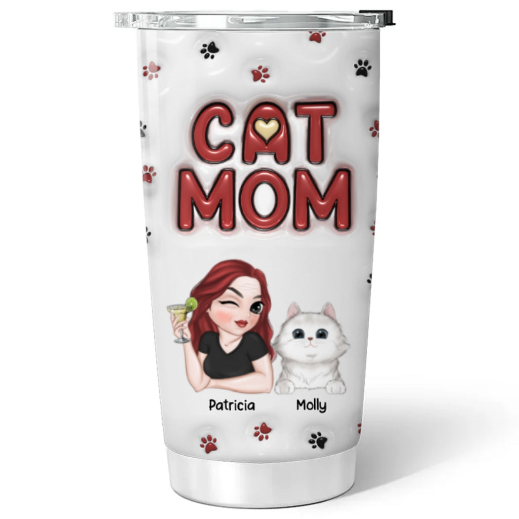 Personalized 3D Inflated Effect Tumbler - Ideal for Cat Moms