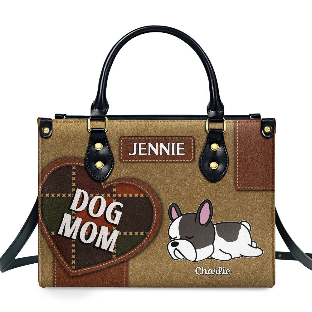 Personalized Custom Dog Mom Patchwork Leather Handbag