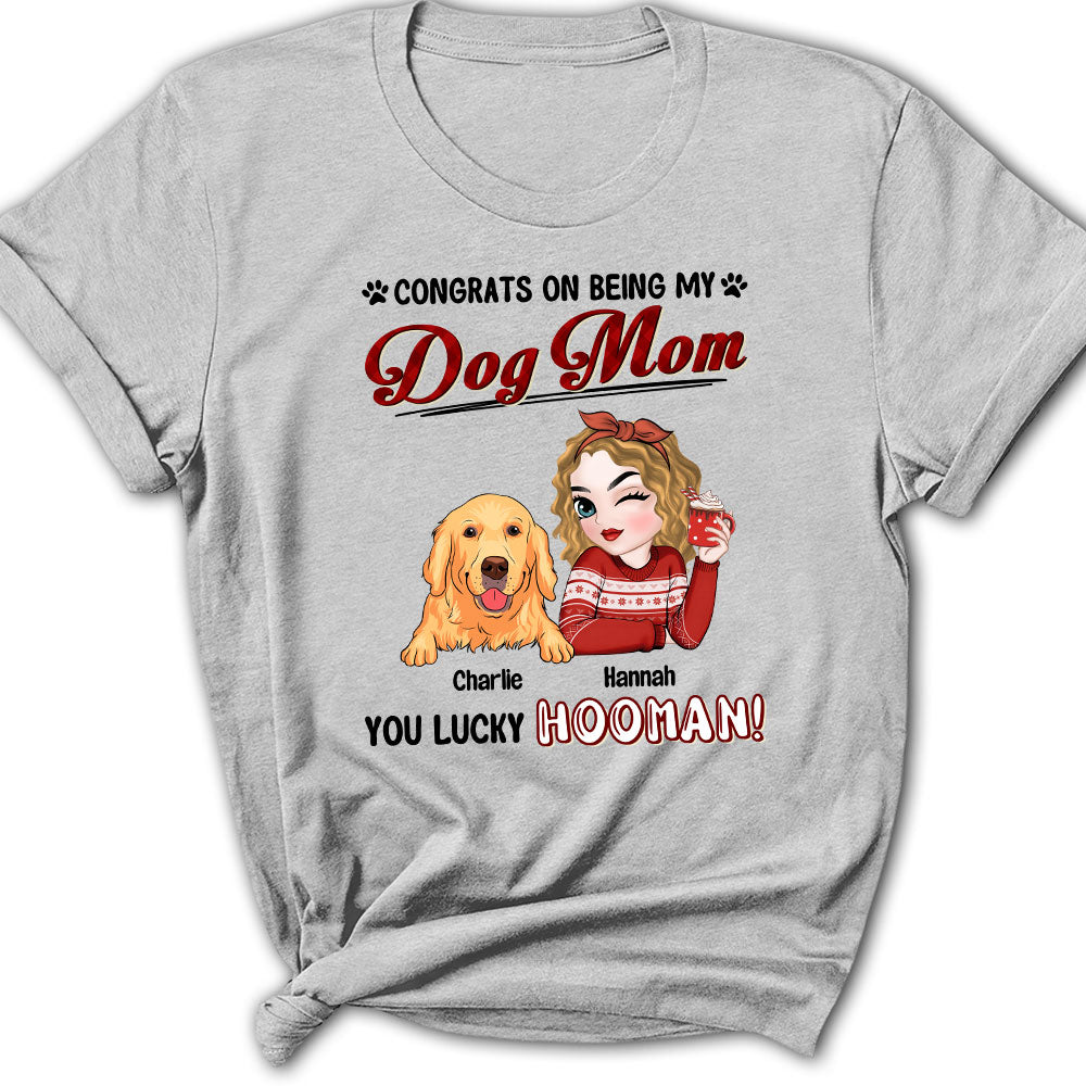 Lucky Dog Dad and Mom Personalized Custom Women's T-Shirt - Ideal Gift for Pet Lovers