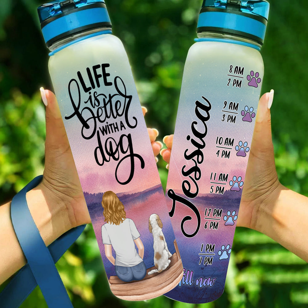 Personalized Custom Time - Marked Water Tracker Bottle: Ideal for Pet Lovers