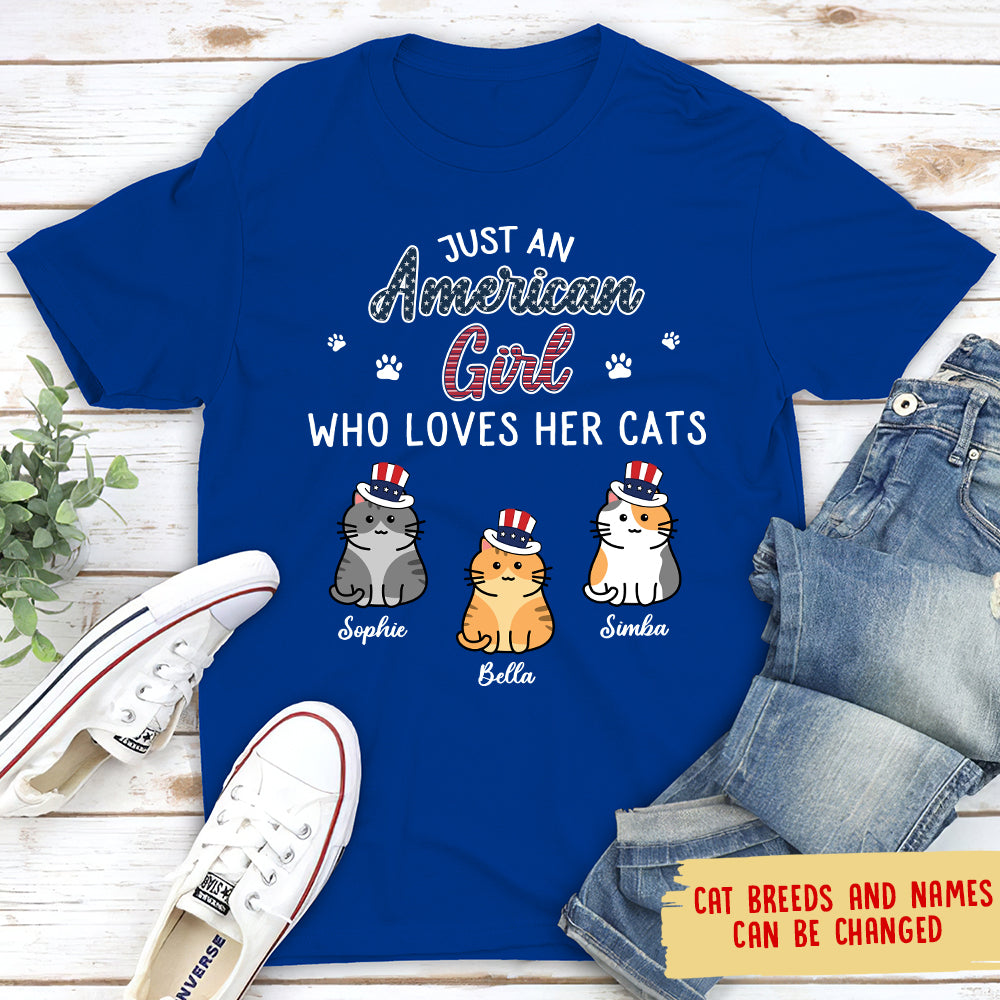 Customizable Unisex T-shirt for American Cat-Loving Girls