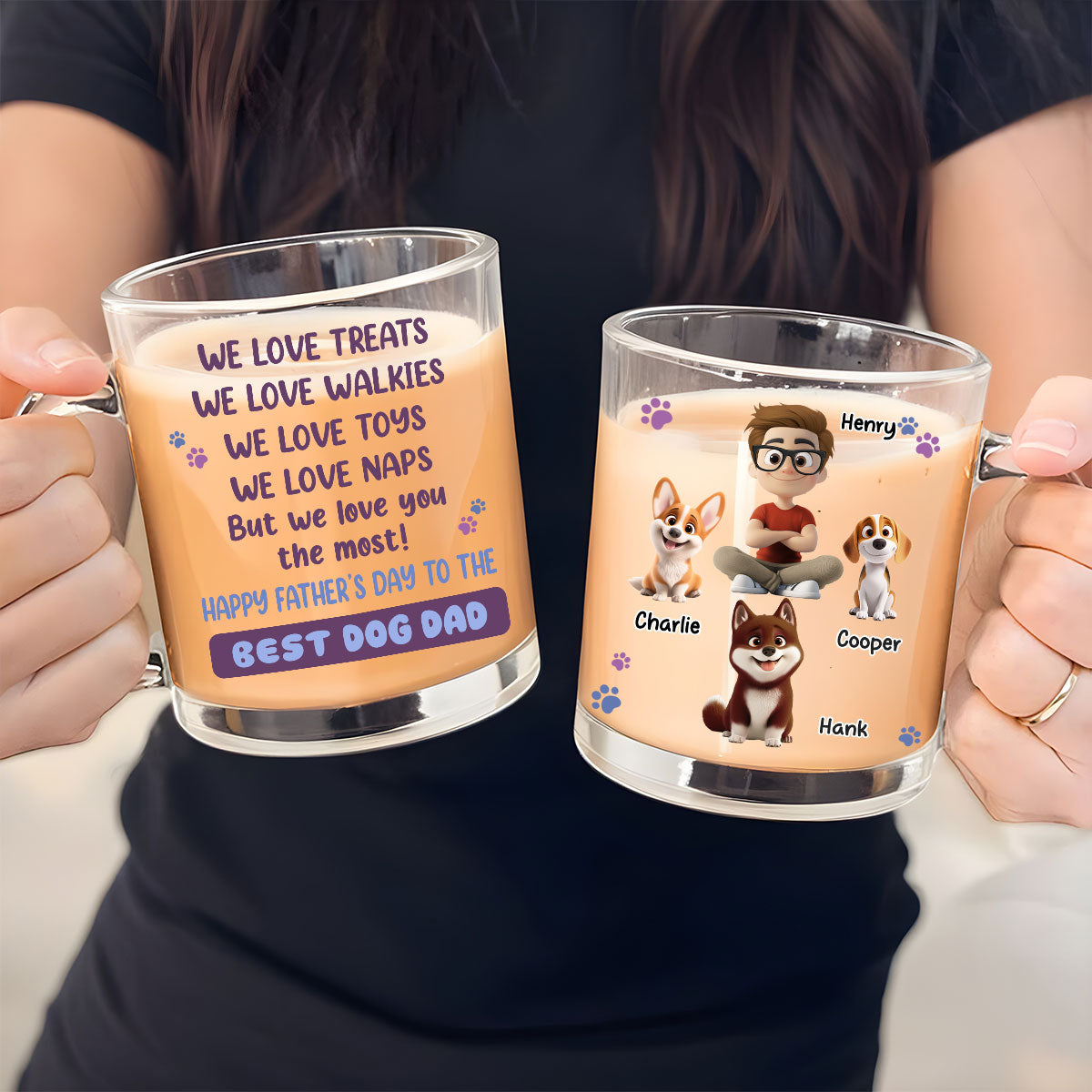Most Loving Dog Mom Dad - Personalized Custom Glass Mug for Unforgettable Moments