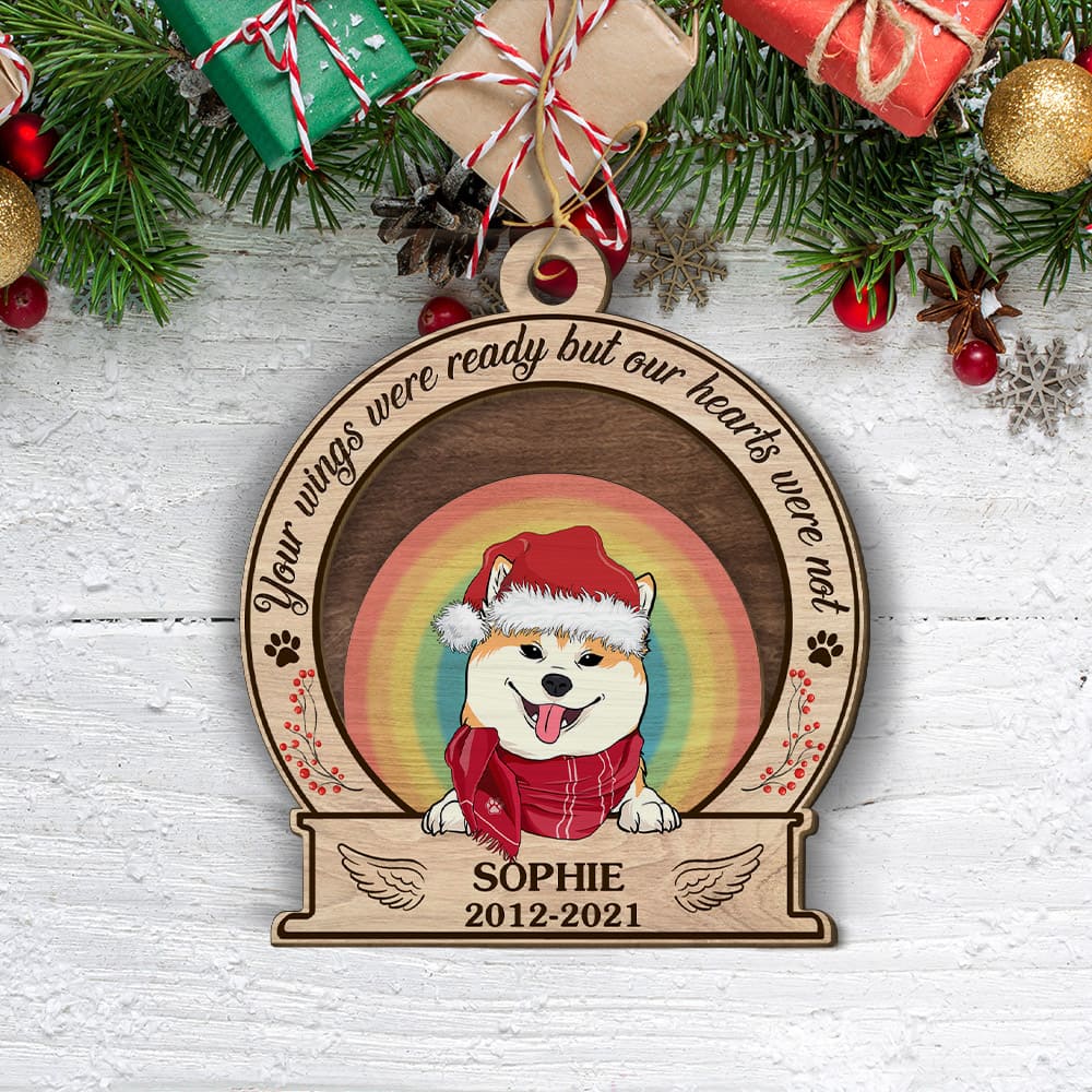 Personalized 2 - Layered Wood Ornament: Your Wings Were Ready - Ideal Gift for Pet Lovers