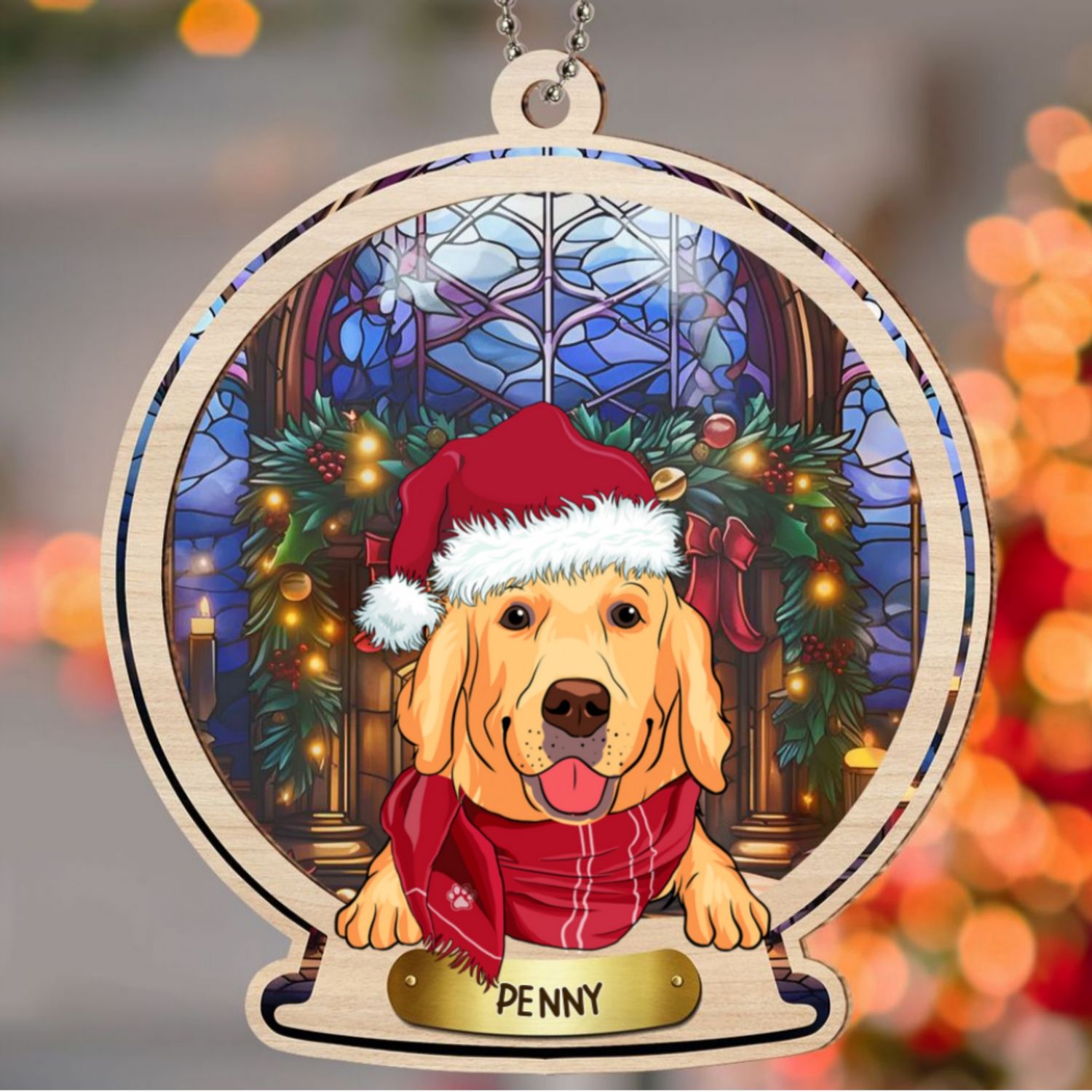 Personalized Custom Snow Globe Dog Suncatcher Ornament for Special Occasions