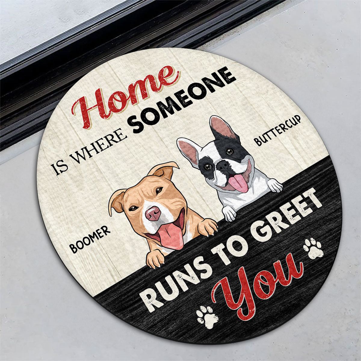 Personalized Pet Doormat - Runs To Greet Your Guests