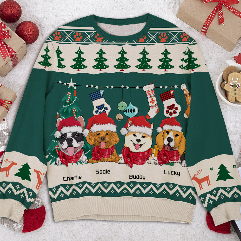 Personalized Paw Winter All-Over Print Sweatshirt - Ideal Gift for Pet Lovers