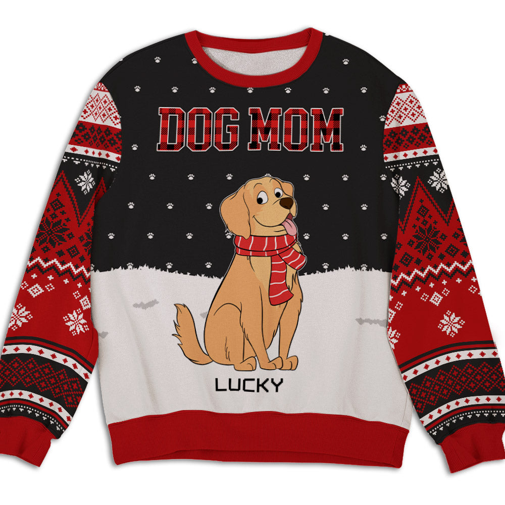 Personalized Fur Dad Mom Plaid All-Over Print Trendy Sweatshirt for Pet Lovers