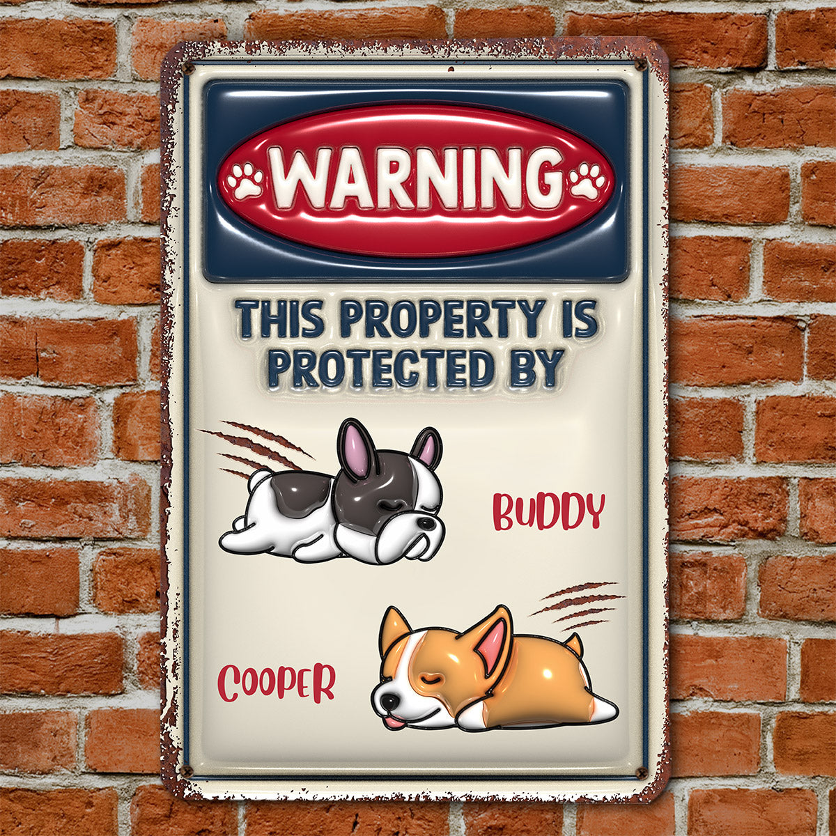 Personalized 3D Inflated Effect Metal Sign for Property Protection