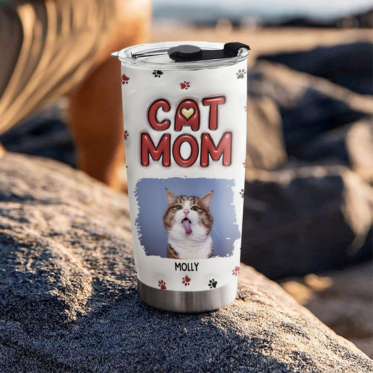Personalized 3D Inflated Effect Tumbler - Ideal Gift for Cat Moms