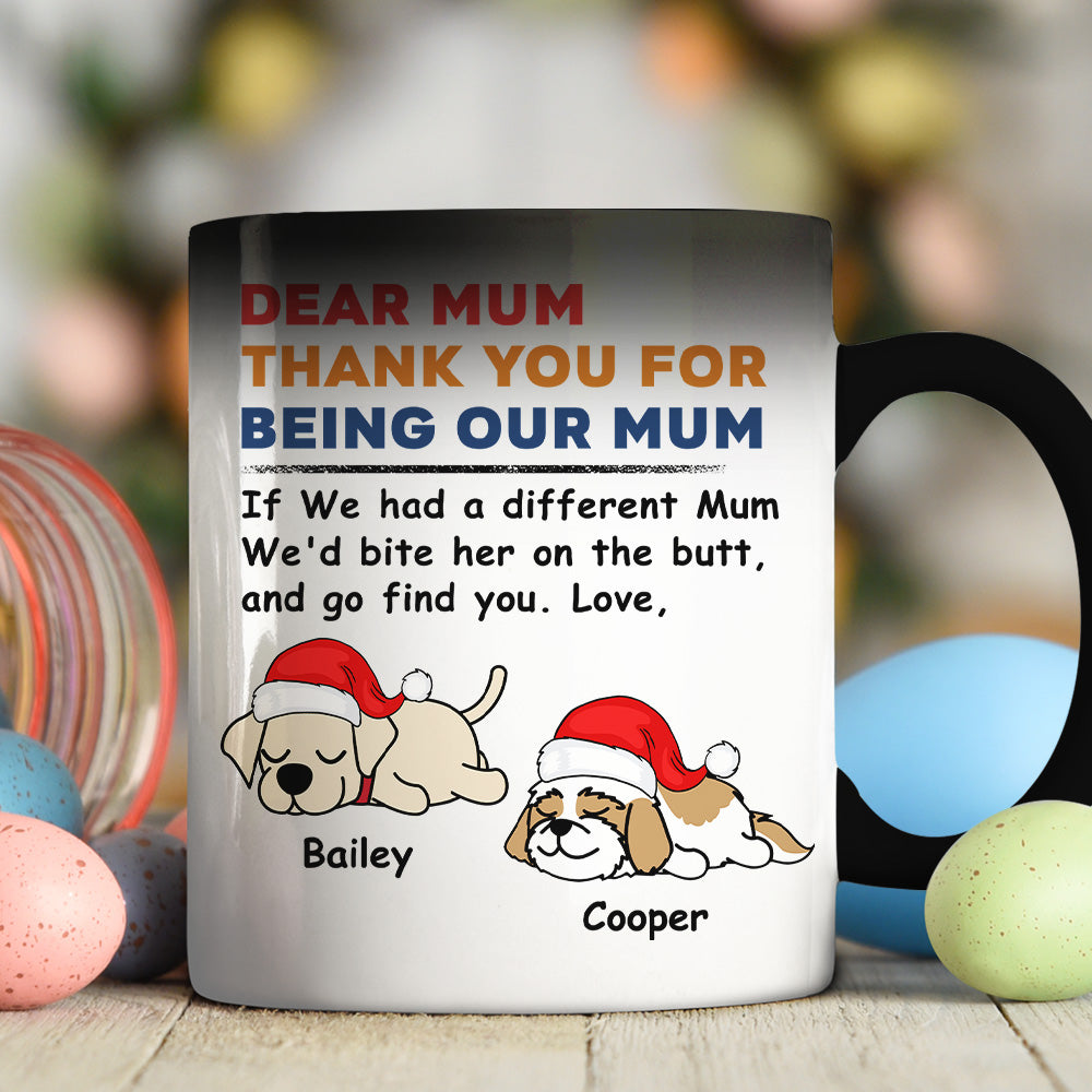 Personalized Color - Changing 'Bite The Butt' Christmas Mug: Ideal Gift for Pet Lovers