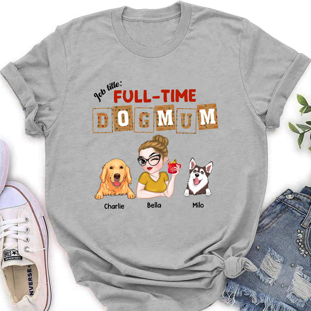 Personalized Full - Time Dog Mom & Dad Christmas Women's T - shirt