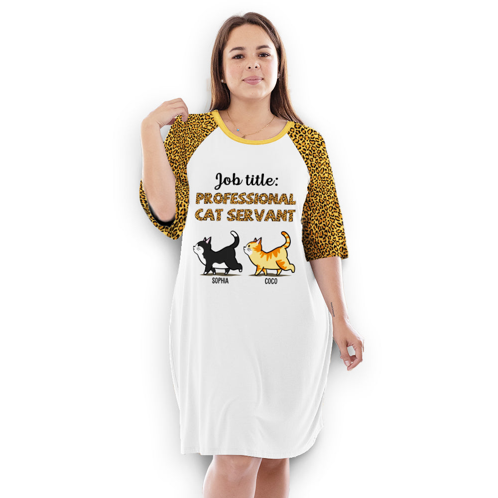 Personalized Custom 3/4 Sleeve Navy Flower Professional Cat Servant Dress