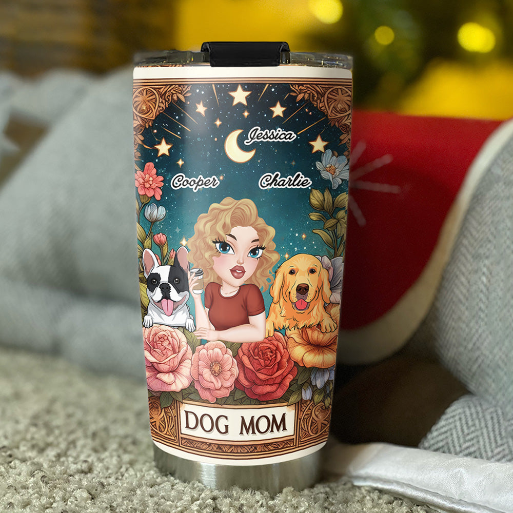 Personalized 'Best Dog Mom Ever' Tarot Design Tumbler - Ideal for Every Occasion
