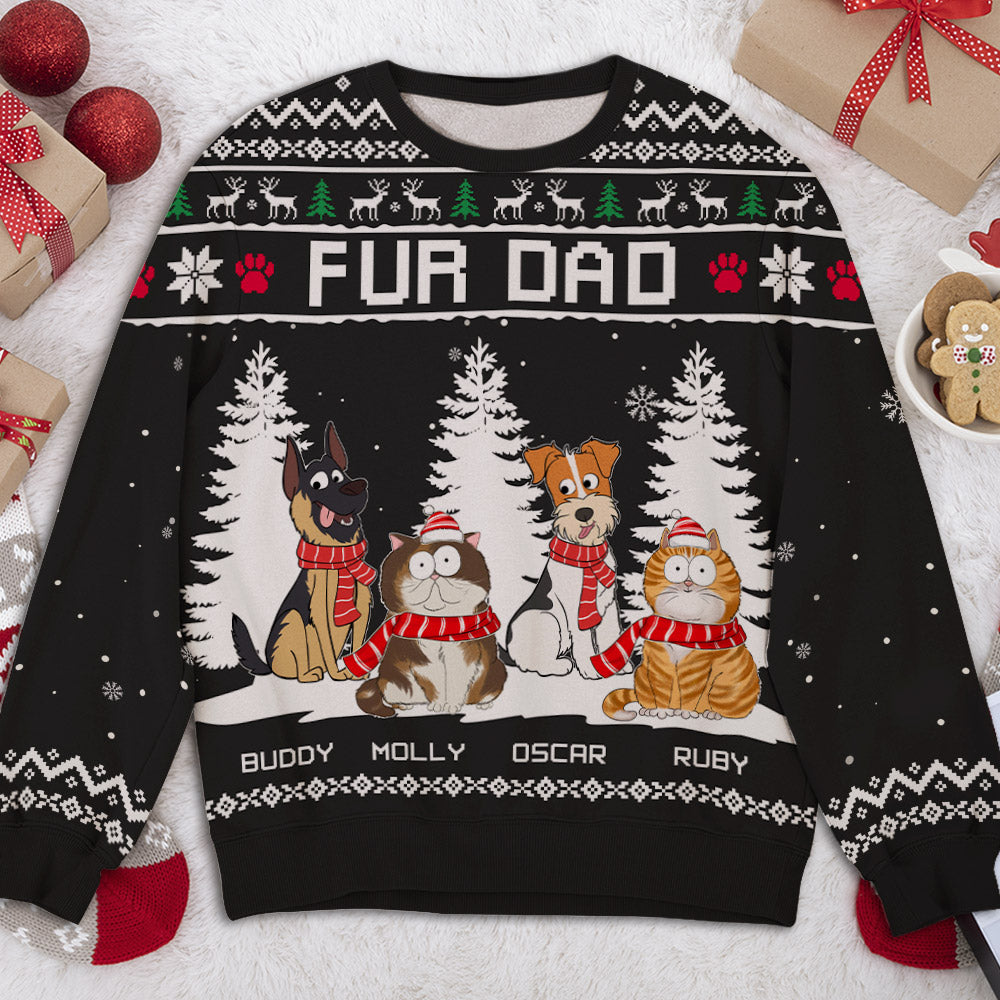 Customizable All-Over-Print Winter Sweatshirt for Dogs and Cats - Ideal Gift for Pet Lovers