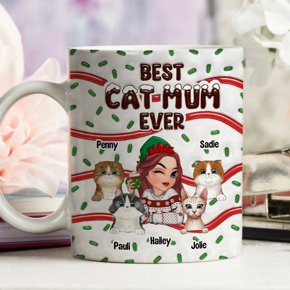 Best Personalized Custom 3D Inflated Effect Mug for Cat Moms