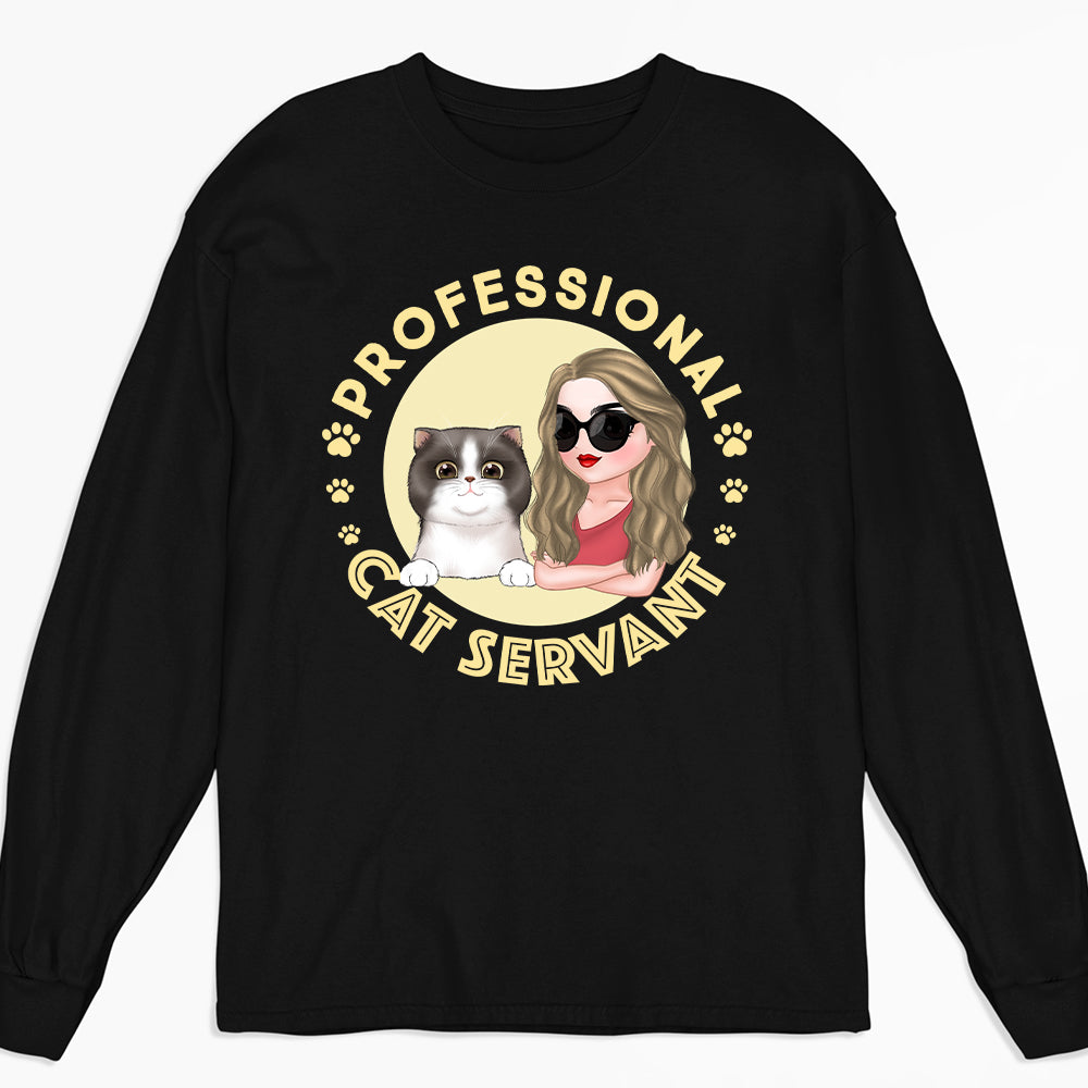 Professional Cat Servant 2 - Customizable Personalized Long Sleeve T - shirt for Pet Lovers