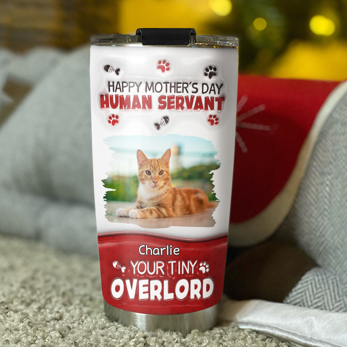 Happy Human Servant Day Personalized 3D Inflated Effect Custom Tumbler - Ideal for All Occasions