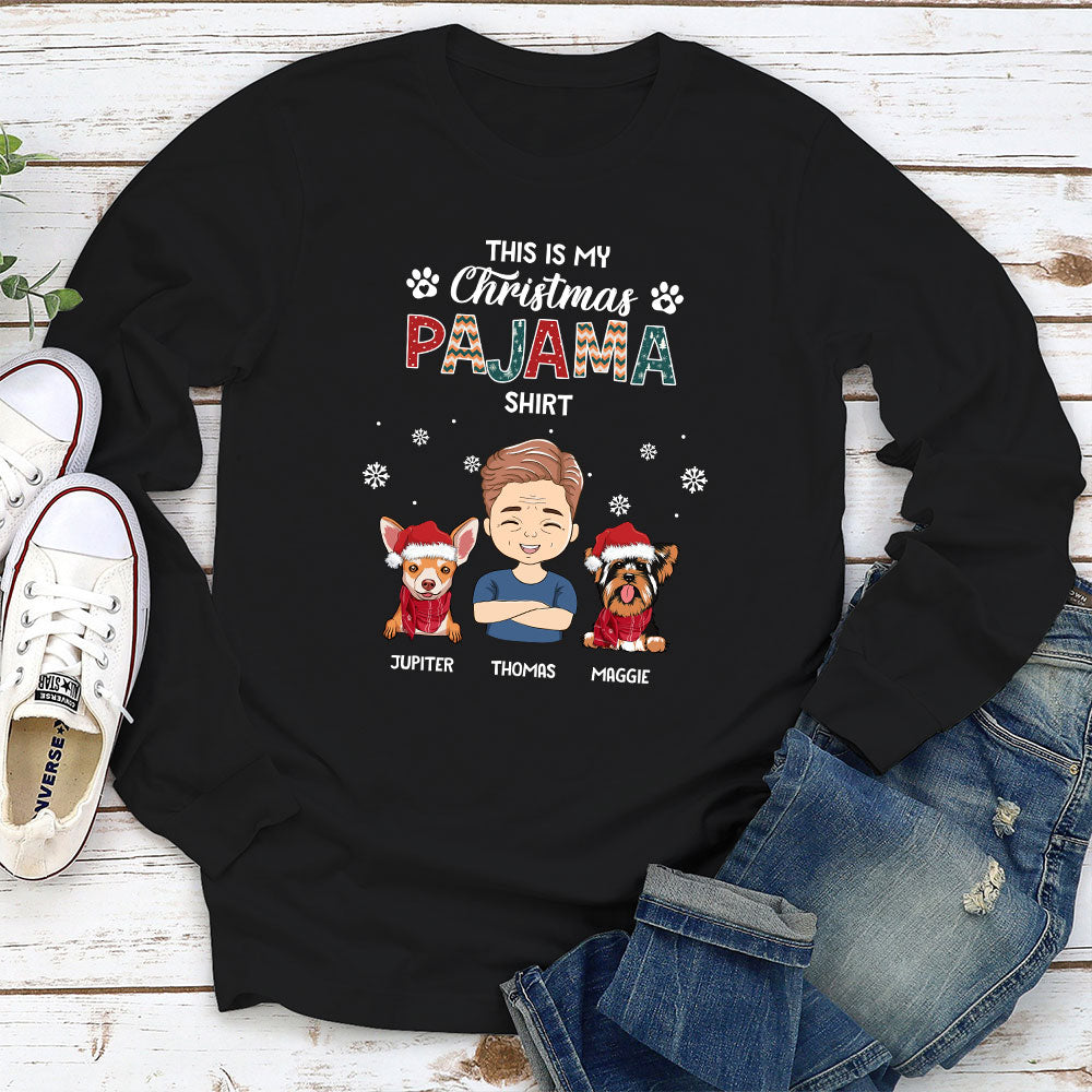 Personalized Custom Christmas Long Sleeve Pajama T - shirt for Pet Lovers