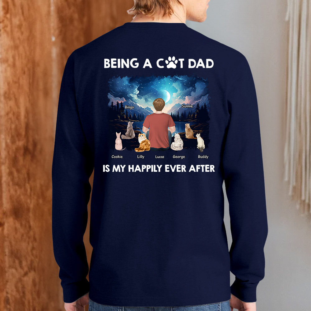 Happy Dad Together - Customizable Personalized Long Sleeve T - shirt for Pet Lovers