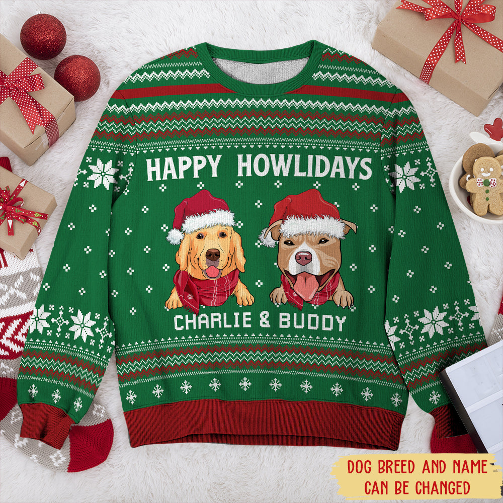 Happy Howlidays - Customizable All-Over Print Personalized Sweatshirt for Pet Lovers