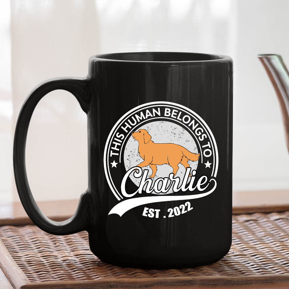 Personalized Custom 'Human Belongs To Dog' Coffee Mug - Ideal Gift for Pet Lovers