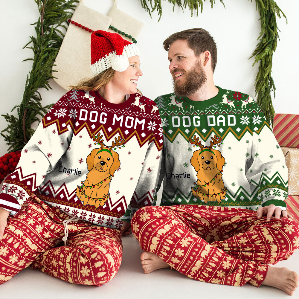 Customizable Winter Forest Dog All-Over Print Sweatshirt - Ideal Gift for Pet Lovers